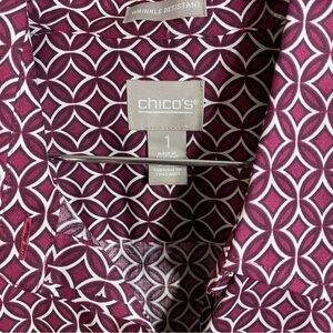 Chicos Red Tunic Top Patterned